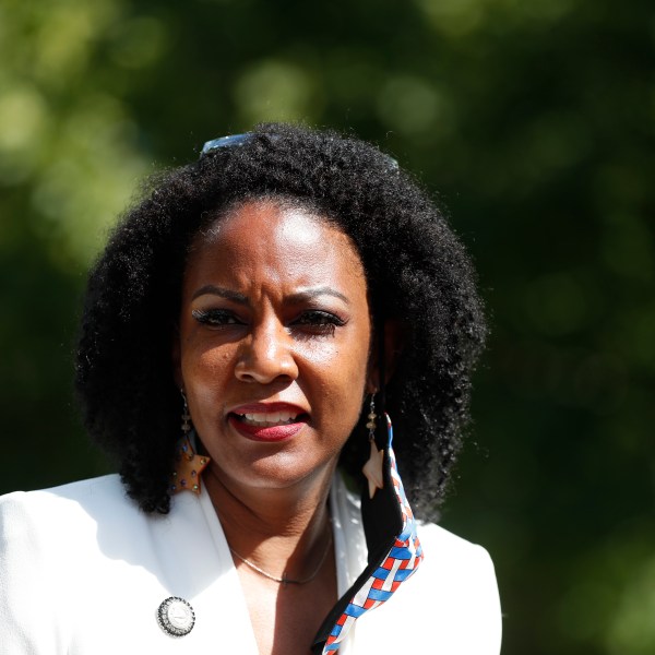 FILE - Tishaura Jones speaks during a news conference on Aug. 5, 2020, in St. Louis. The first Black woman to lead the city of St. Louis has worked to end its “arrest and incarcerate” model of policing and place more emphasis on social service programs to help the neighborhoods with the highest crime rates.(AP Photo/Jeff Roberson)