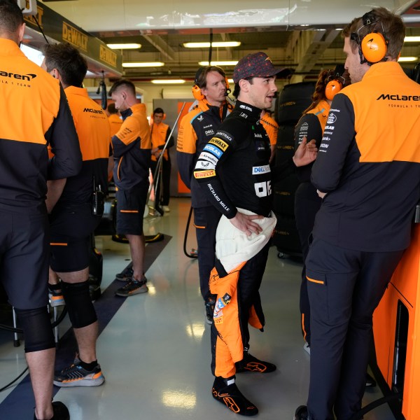 McLaren driver Pato O'Ward, of Mexico, receives instructions during the first free practice ahead of the Formula One Mexico Grand Prix auto race at the Hermanos Rodriguez racetrack in Mexico City, Friday, Oct. 25, 2024. (AP Photo/Moises Castillo)