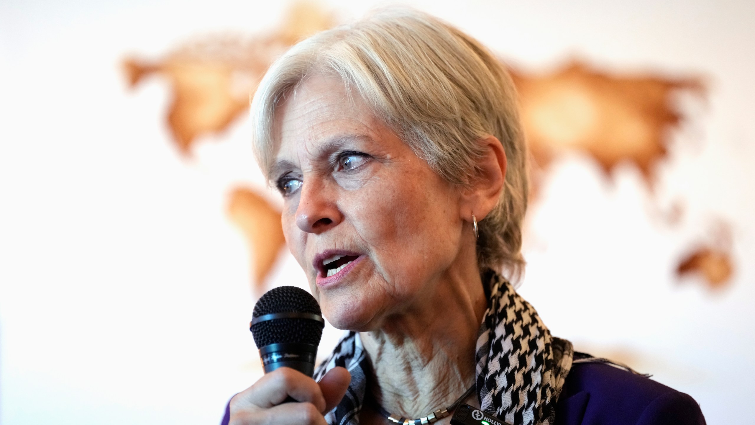 Green Party presidential candidate Jill Stein speaks at a local coffee shop Monday, Oct. 28, 2024, in Phoenix. (AP Photo/Ross D. Franklin)