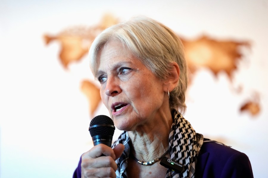 Green Party presidential candidate Jill Stein speaks at a local coffee shop Monday, Oct. 28, 2024, in Phoenix. (AP Photo/Ross D. Franklin)