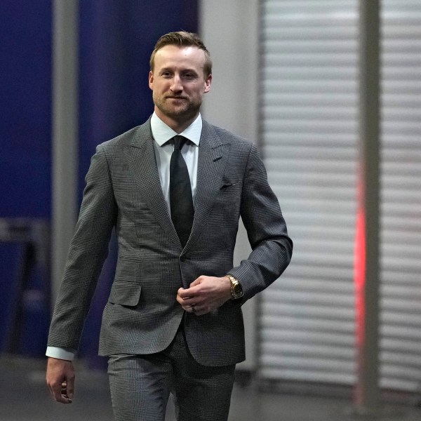 Nashville Predators center Steven Stamkos arrives at Amalie Arena before an NHL hockey game against the Tampa Bay Lightning Monday, Oct. 28, 2024, in Tampa, Fla. Stamkos played for the Lightnig for 16-seasons. (AP Photo/Chris O'Meara)