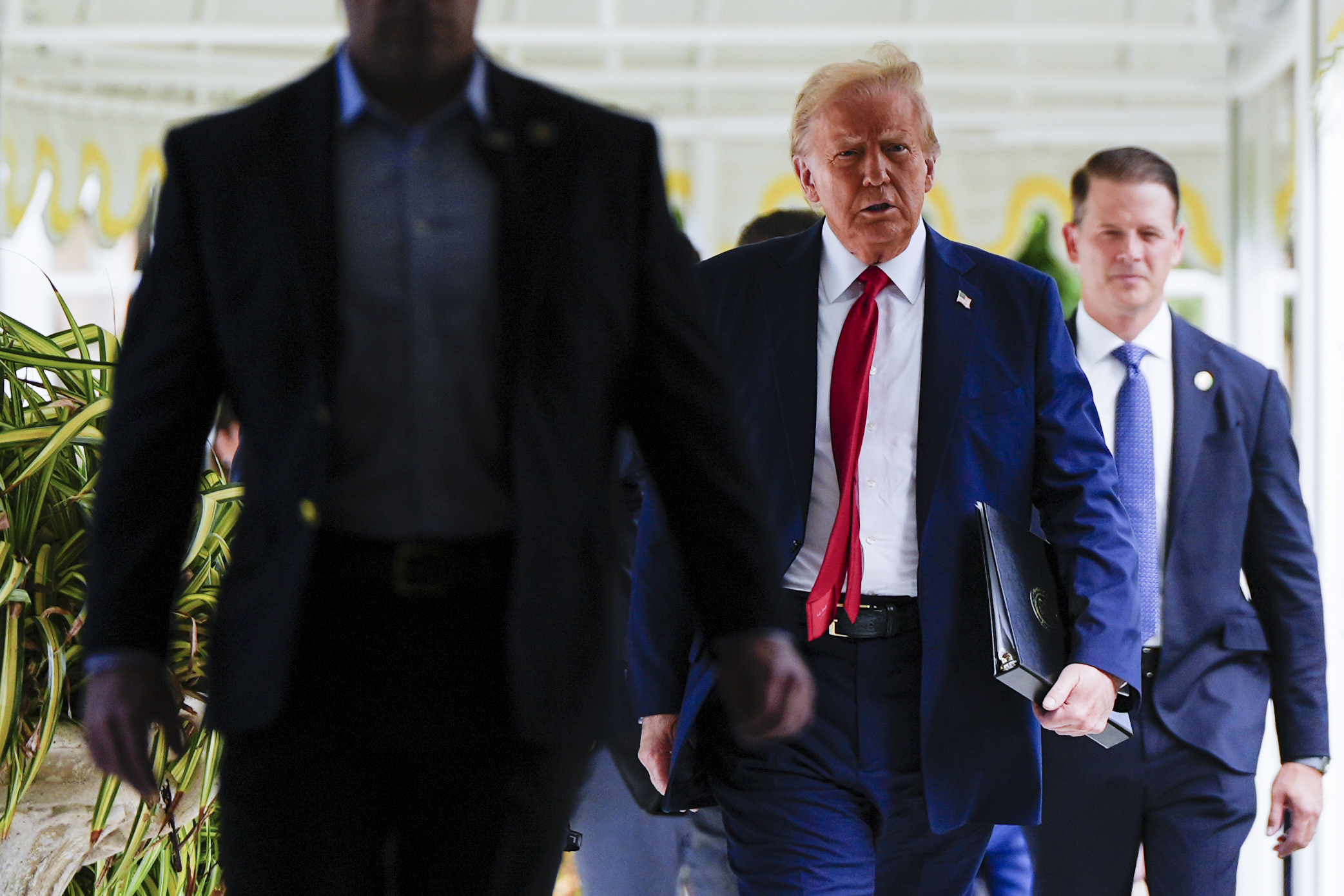 Republican presidential nominee former President Donald Trump arrives to a campaign event at his Mar-a-Lago estate, Tuesday, Oct. 29, 2024, in Palm Beach, Fla. (AP Photo/Julia Demaree Nikhinson)