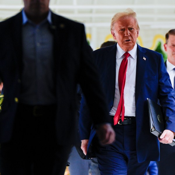 Republican presidential nominee former President Donald Trump arrives to a campaign event at his Mar-a-Lago estate, Tuesday, Oct. 29, 2024, in Palm Beach, Fla. (AP Photo/Julia Demaree Nikhinson)