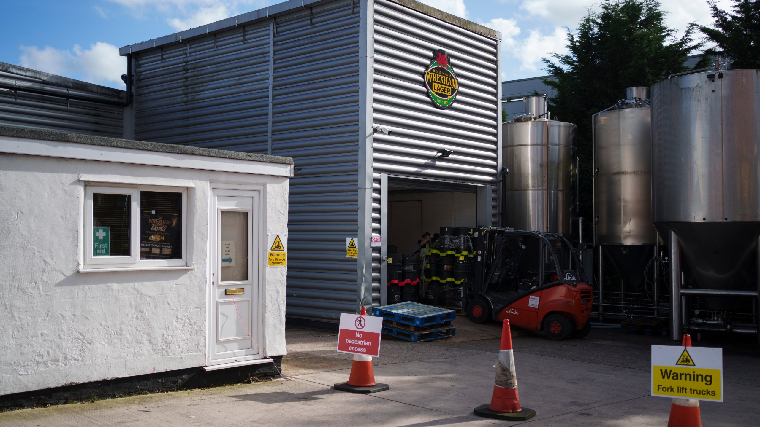 A view of the Wrexham Lager brewery in Wrexham, Wales, Monday, Oct. 7, 2024. (AP Photo/Jon Super)