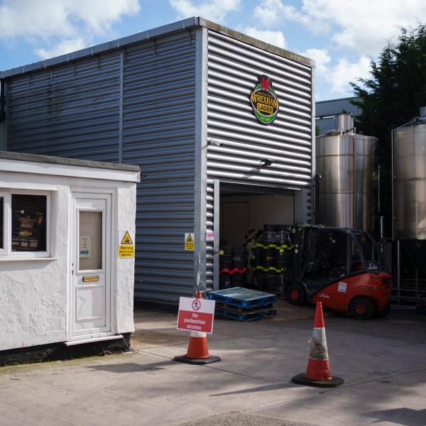 A view of the Wrexham Lager brewery in Wrexham, Wales, Monday, Oct. 7, 2024. (AP Photo/Jon Super)