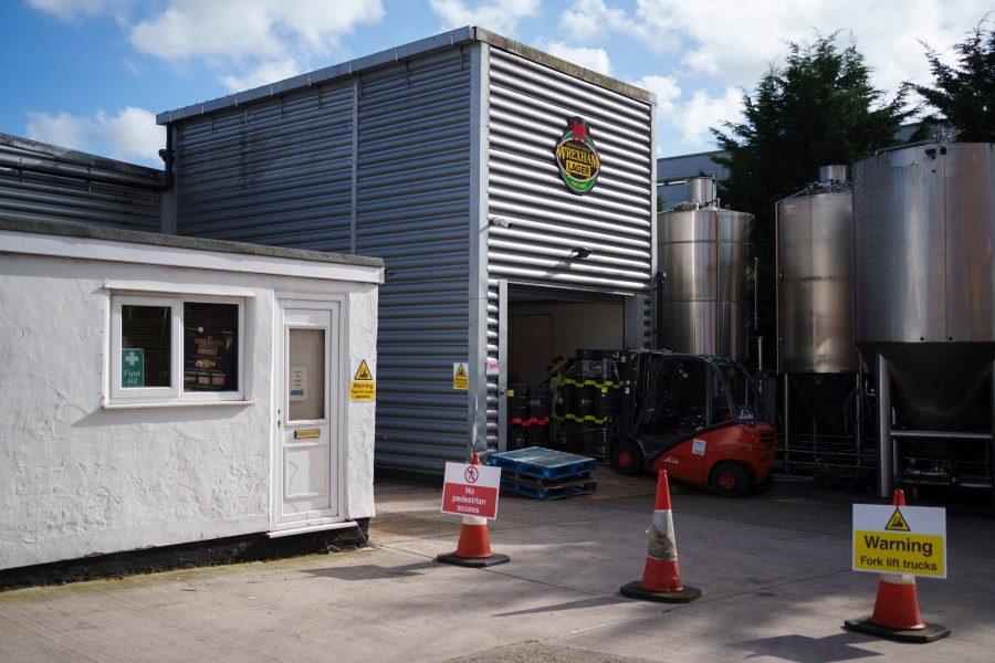 A view of the Wrexham Lager brewery in Wrexham, Wales, Monday, Oct. 7, 2024. (AP Photo/Jon Super)