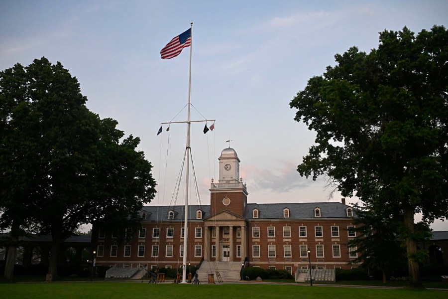 FILE - The U.S. Coast Guard Academy is seen in early evening, July 15, 2024 in New London, Conn. (AP Photo/Jessica Hill, File)