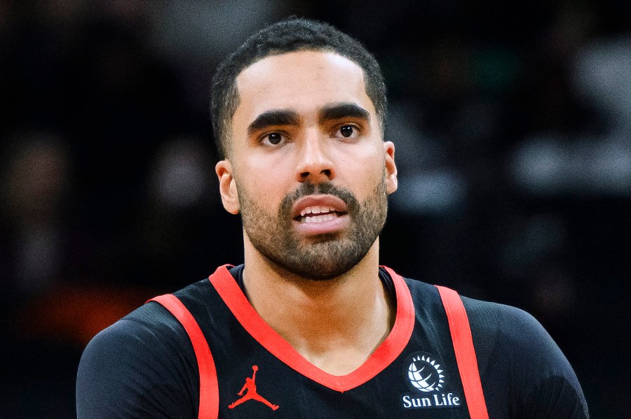 FILE - Toronto Raptors forward Jontay Porter is shown during the first half of the team's NBA basketball game against the Chicago Bulls, Jan. 18, 2024, in Toronto. (Christopher Katsarov/The Canadian Press via AP, File)