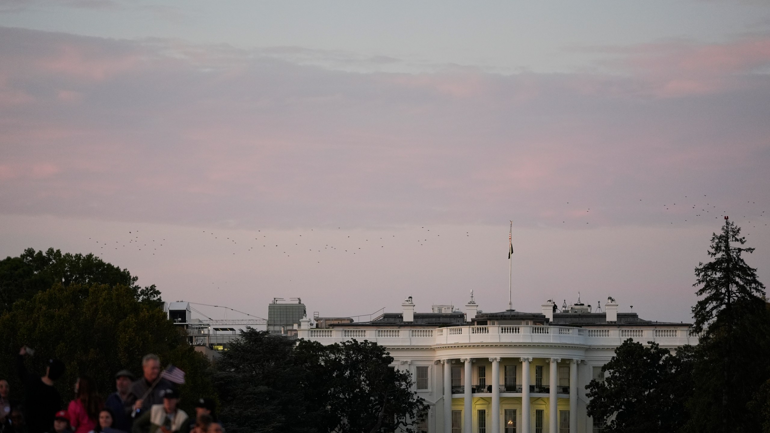 The White House is seen before Democratic presidential nominee Vice President Kamala Harris speaks at a campaign rally on the Ellipse in Washington, Oct. 29, 2024. (AP Photo/Stephanie Scarbrough)