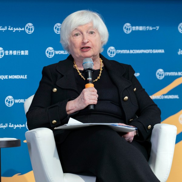 Secretary of the Treasury Janet Yellen speaks during a forum at the World Bank/IMF Annual Meetings in Washington, Tuesday, Oct. 22, 2024. (AP Photo/Jose Luis Magana)