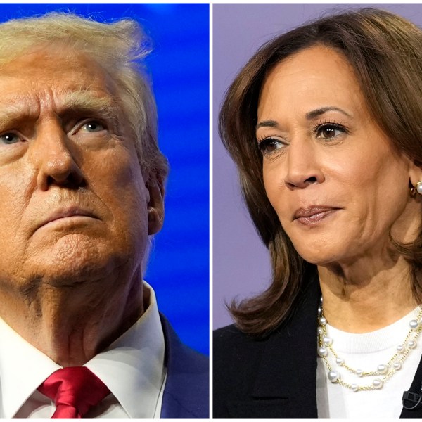 FILE - This combination of images shows Republican presidential nominee former President Donald Trump and Democratic presidential nominee Vice President Kamala Harris at separate campaign events Wednesday, Oct. 23, 2024, in Duluth, Ga., and Aston, Pa., respectively. (AP Photo/Alex Brandon, left, Matt Rourke, File)