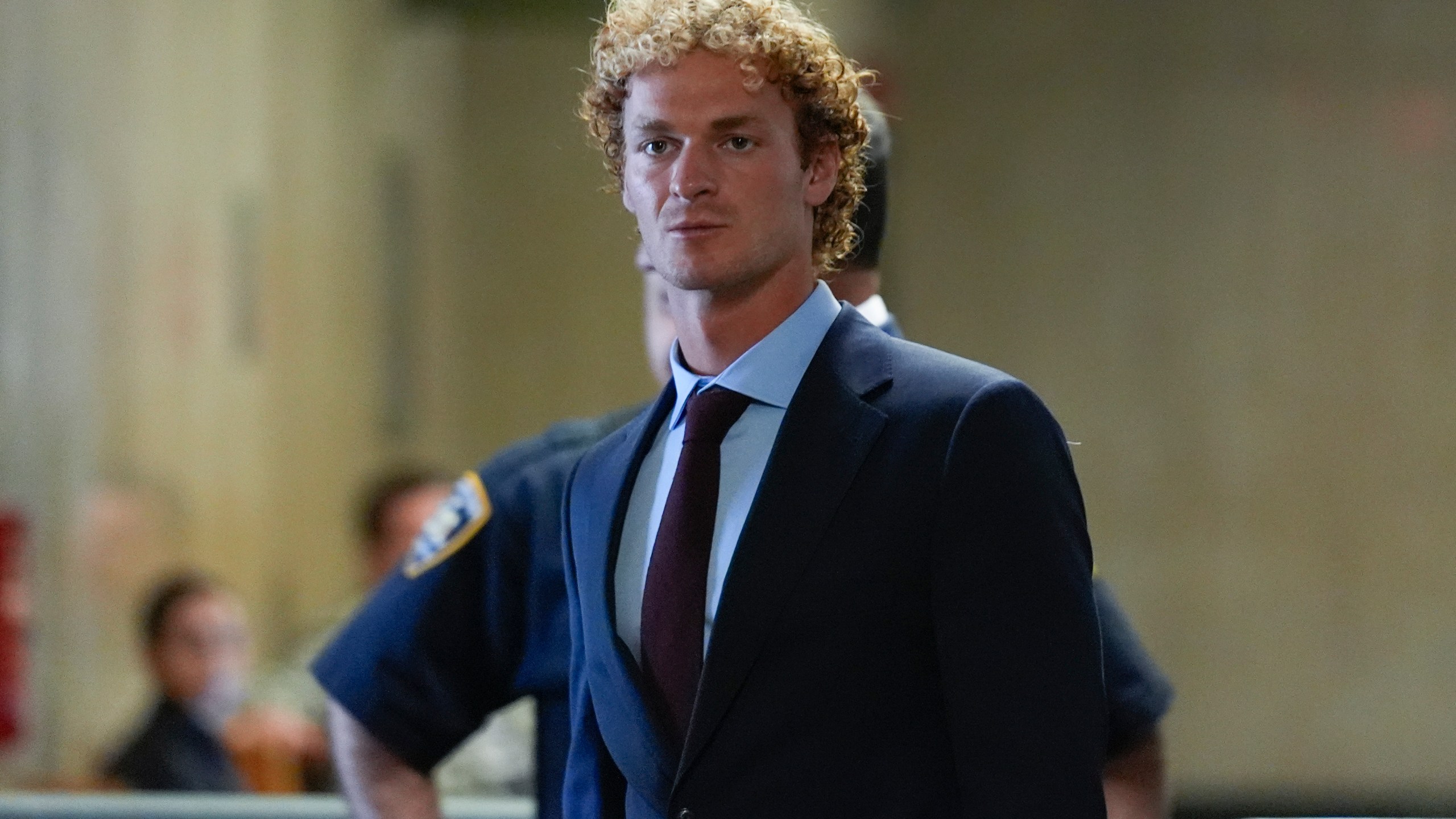 Daniel Penny returns to the courtroom after a break in New York, Monday, Oct. 21, 2024. (AP Photo/Seth Wenig)