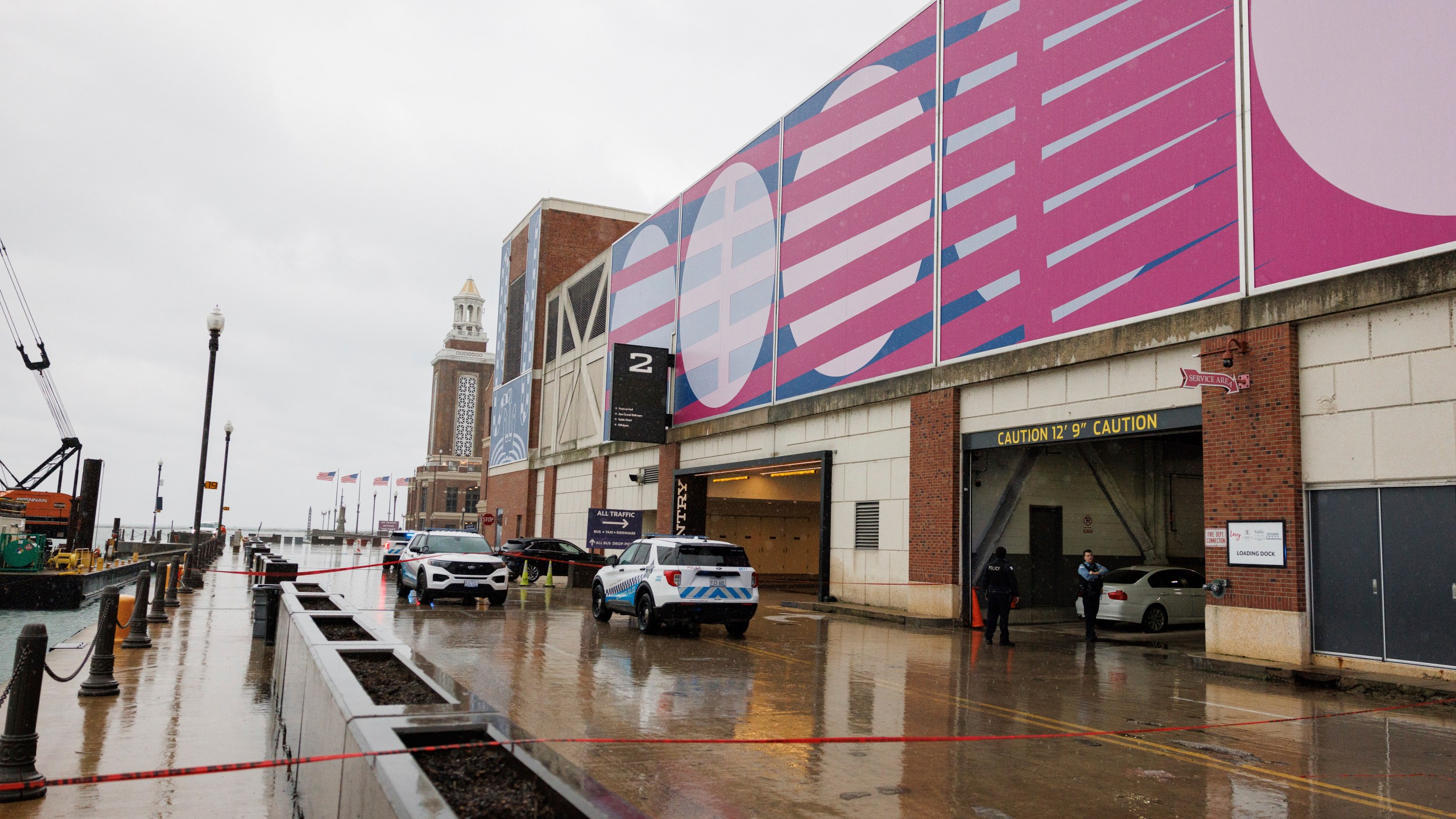 Police investigate the scene of a shooting at the Navy Pier, Tuesday, Nov. 5, 2024 in Chicago. (Anthony Vazquez/Chicago Sun-Times via AP)