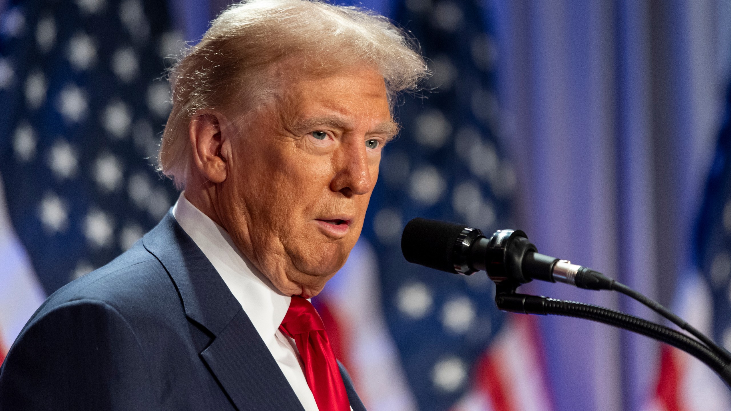 President-elect Donald Trump speaks at meeting of the House GOP conference, Wednesday, Nov. 13, 2024, in Washington. (AP Photo/Alex Brandon)