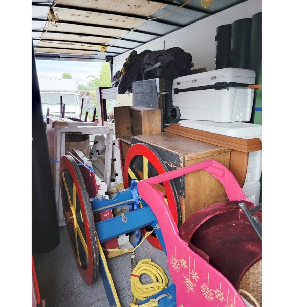 This photo provided by June Smith shows a trailer with props for "The Nutcracker" that was stolen on Nov. 17, 2024, from a suburban Detroit ballet group. (June Smith via AP)