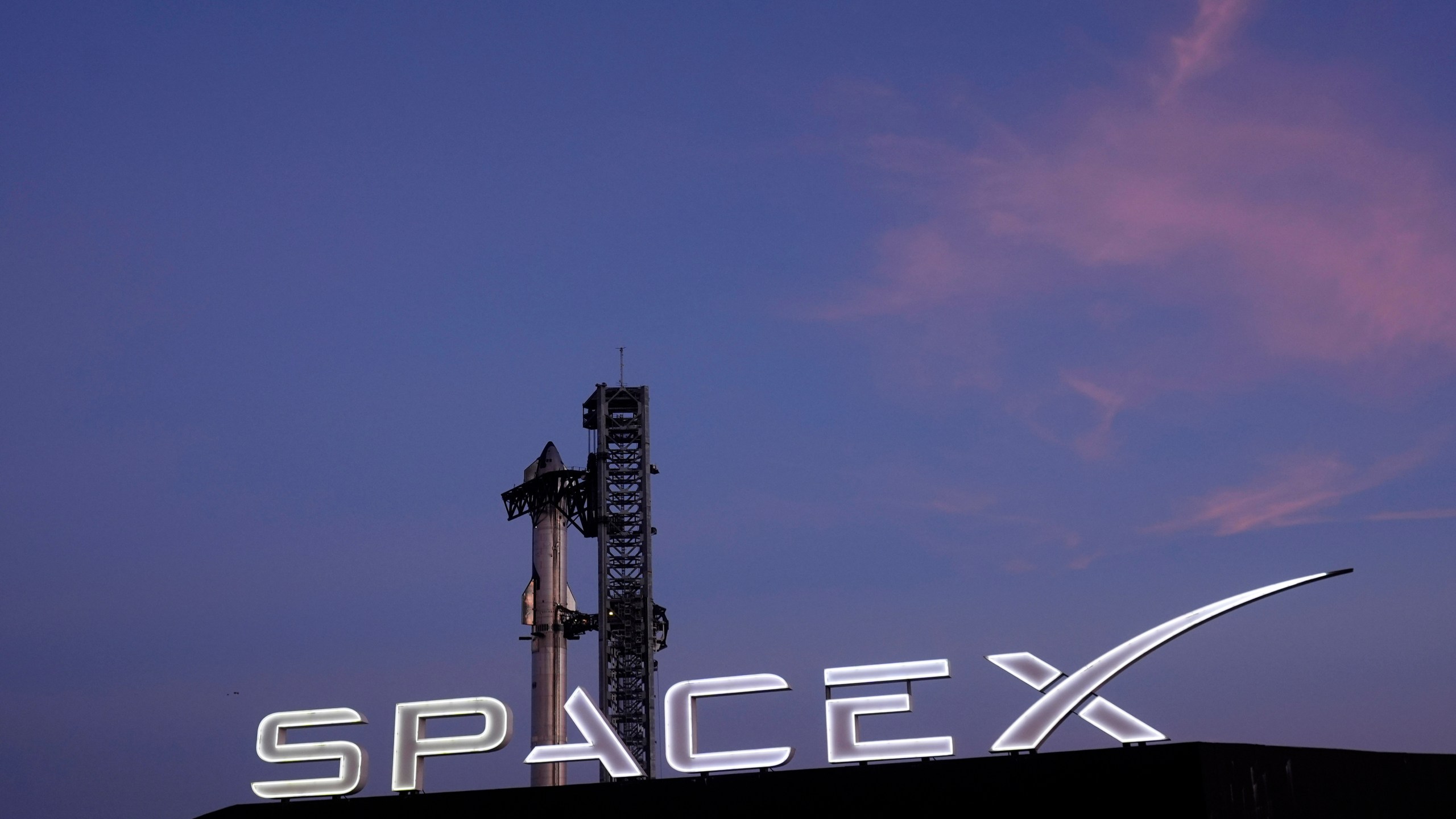 FILE- SpaceX's mega rocket Starship prepares for a test flight from Starbase in Boca Chica, Texas, Monday, Nov. 18, 2024. (AP Photo/Eric Gay, File)