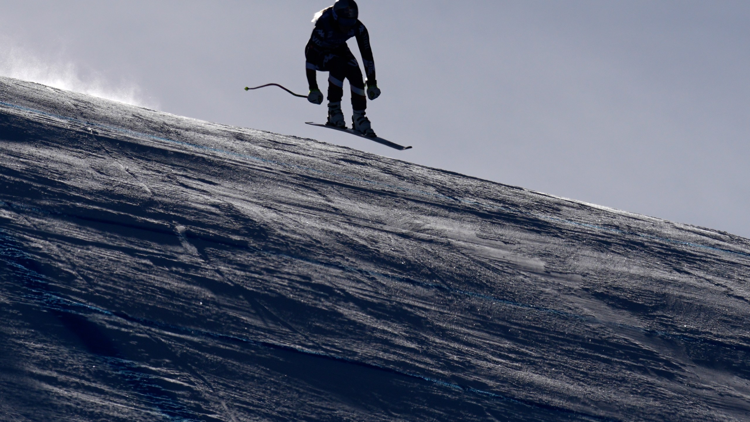 Forerunner Lindsey Vonn skis during a women's World Cup downhill training run, Thursday, Dec. 12, 2024, in Beaver Creek. (AP Photo/John Locher)