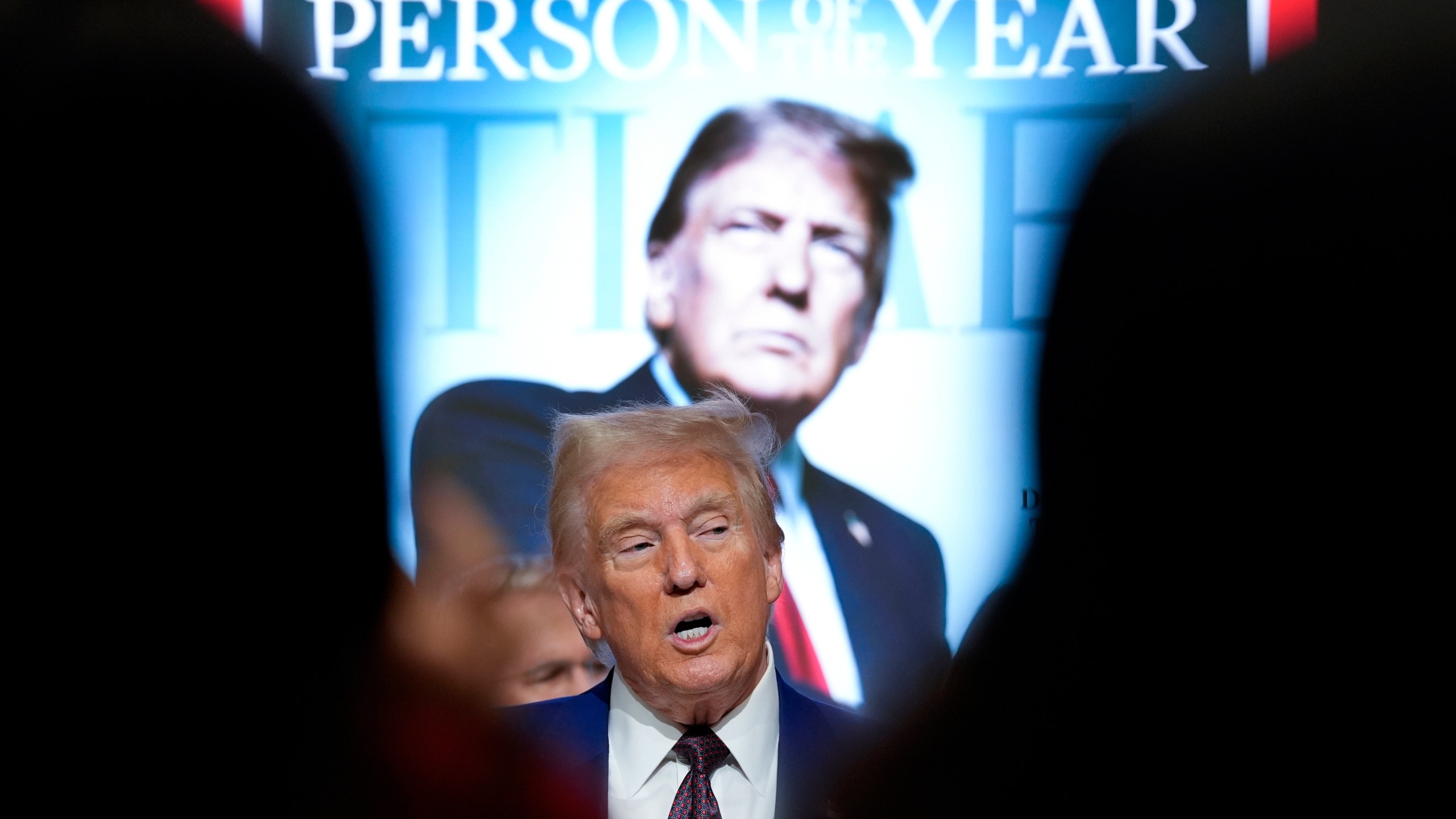 FILE - President-elect Donald Trump speaks during a Time magazine Person of the Year event at the New York Stock Exchange, Thursday, Dec. 12, 2024, in New York. (AP Photo/Alex Brandon, File)