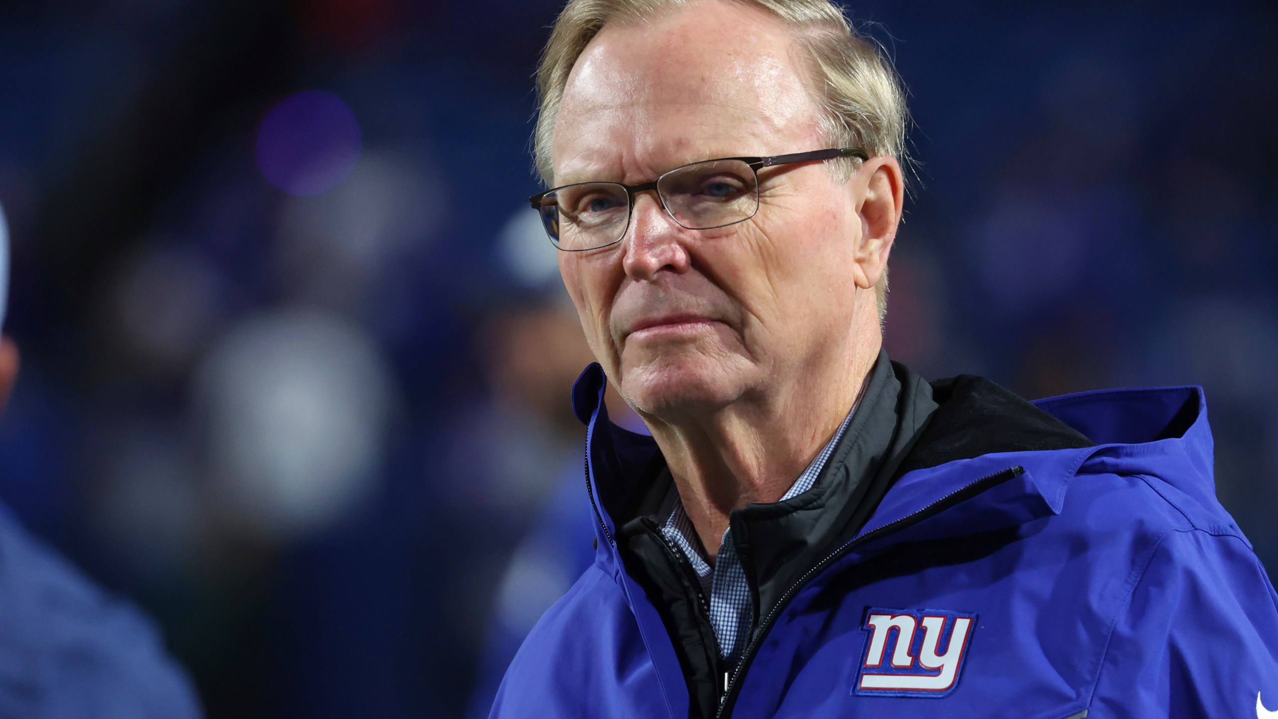 FILE - New York Giants owner John Mara watches his team practice prior to an NFL football game against the Buffalo Bills in Orchard Park, N.Y., Sunday Oct. 15, 2023. (AP Photo/ Jeffrey T. Barnes, File)