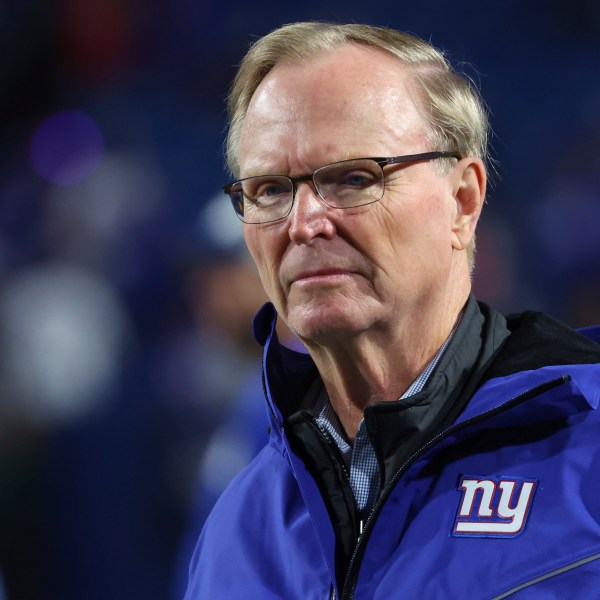 FILE - New York Giants owner John Mara watches his team practice prior to an NFL football game against the Buffalo Bills in Orchard Park, N.Y., Sunday Oct. 15, 2023. (AP Photo/ Jeffrey T. Barnes, File)