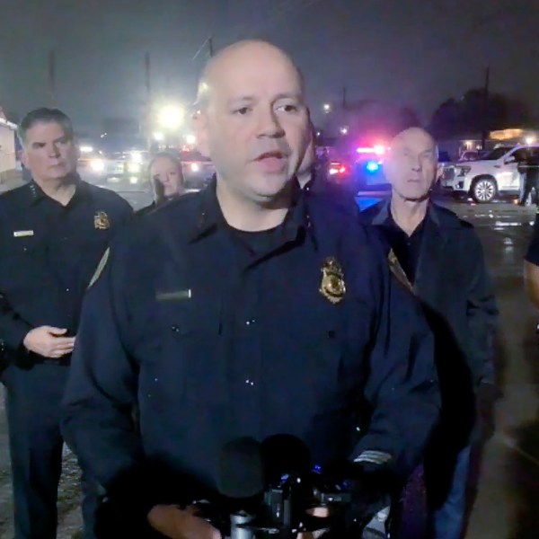 This image taken from video and provided by the Houston Police Department shows Luis Menendez-Sierra, the assistant police chief, speaking during a news conference in Houston, Sunday, Dec. 15, 2024.. (Houston Police Department via AP)