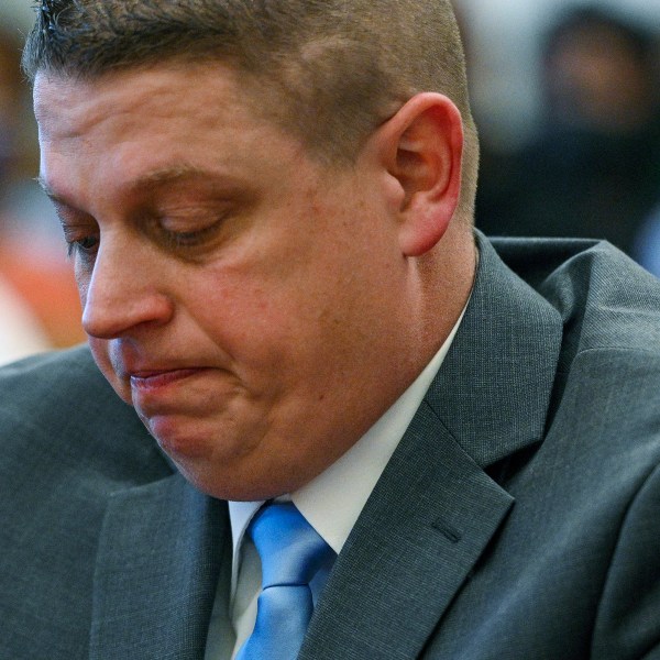 FILE - Former Kansas City police detective Eric DeValkenaere listens to witness statements during his sentencing hearing, March 4, 2022, in Kansas City, Mo. (Jill Toyoshiba/The Kansas City Star via AP, File)