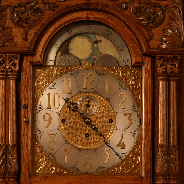 A clock in the Pennsylvania governor's reception room, Dec. 13, 2024, in Harrisburg, Pa. It's one of 273 clocks in Pennsylvania's ornate state Capitol complex buildings that must be wound by hand. (AP Photo/Marc Levy)