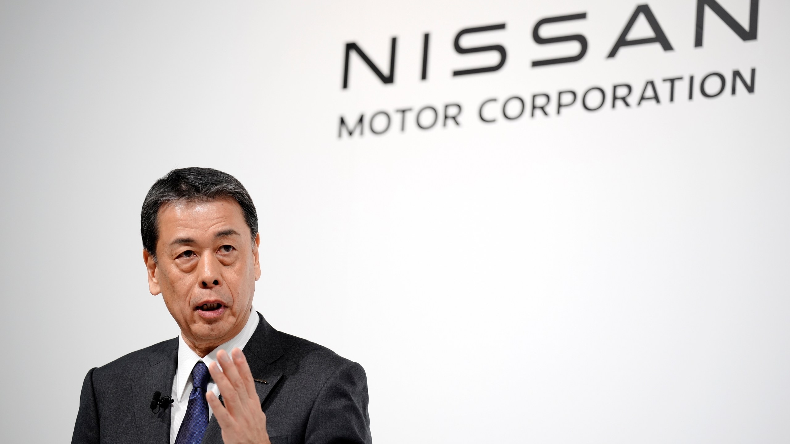 Nissan Chief Executive Makoto Uchida speaks during a joint news conference in Tokyo, Japan, Monday, Dec. 23, 2024. (AP Photo/Eugene Hoshiko)