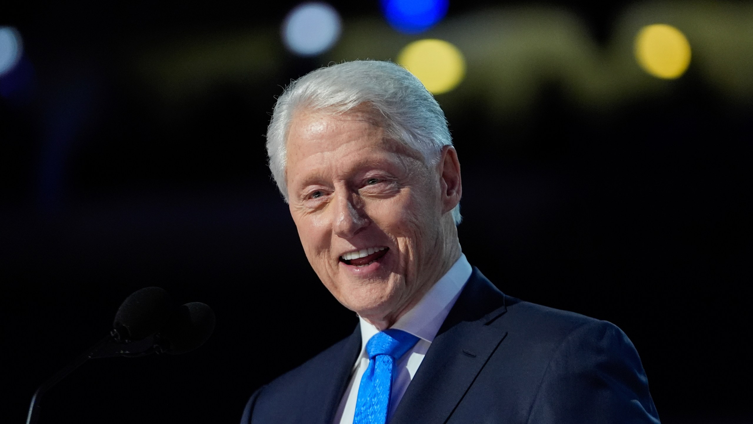 FILE - Former President Bill Clinton speaks during the Democratic National Convention, Aug. 21, 2024, in Chicago. (AP Photo/Paul Sancya, File)