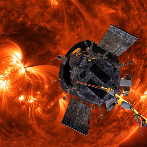 FILE - This image made available by NASA shows an artist's rendering of the Parker Solar Probe approaching the Sun. It's designed to take solar punishment like never before, thanks to its revolutionary heat shield that's capable of withstanding 2,500 degrees Fahrenheit (1,370 degrees Celsius). (Steve Gribben/Johns Hopkins APL/NASA via AP, File)