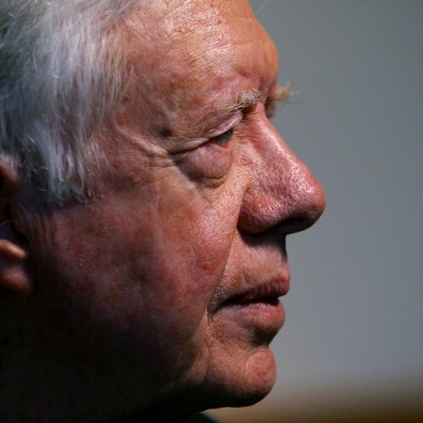 FILE - Former President and Nobel Peace laureate Jimmy Carter speaks to the Associated Press in Copenhagen, Denmark, Dec. 13, 2002. (AP Photo/John McConnico, File)