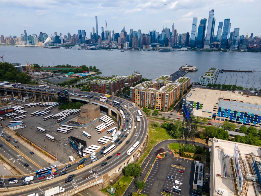 FILE - Motorists travel in and out of the Lincoln Tunnel between midtown Manhattan in New York and New Jersey, in Weehawken, N.J., May 12, 2023. (AP Photo/Ted Shaffrey, File)