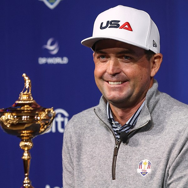 FILE - U.S. Ryder Cup golf team captain Keegan Bradley speaks at a press conference in New York, Tuesday, Oct. 8, 2024. (AP Photo/Heather Khalifa, file)