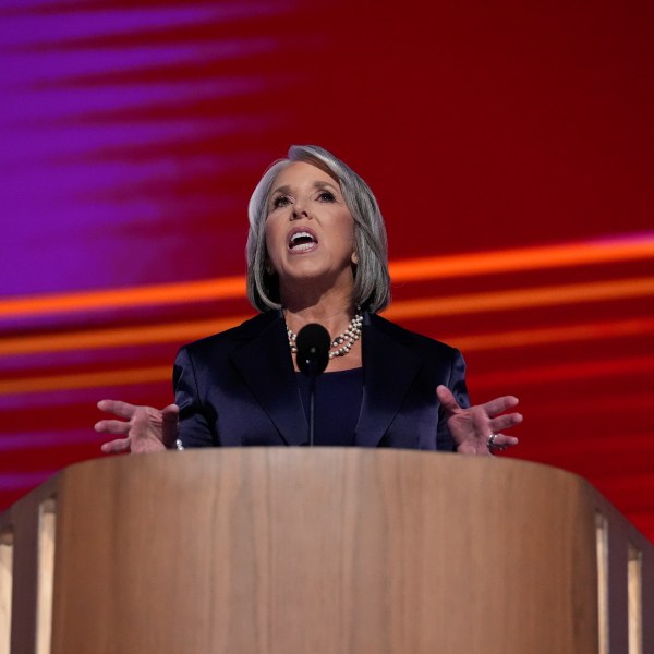 FILE - New Mexico Gov. Michelle Lujan Grisham speaks during the Democratic National Convention, Aug. 20, 2024, in Chicago. (AP Photo/Brynn Anderson, File)