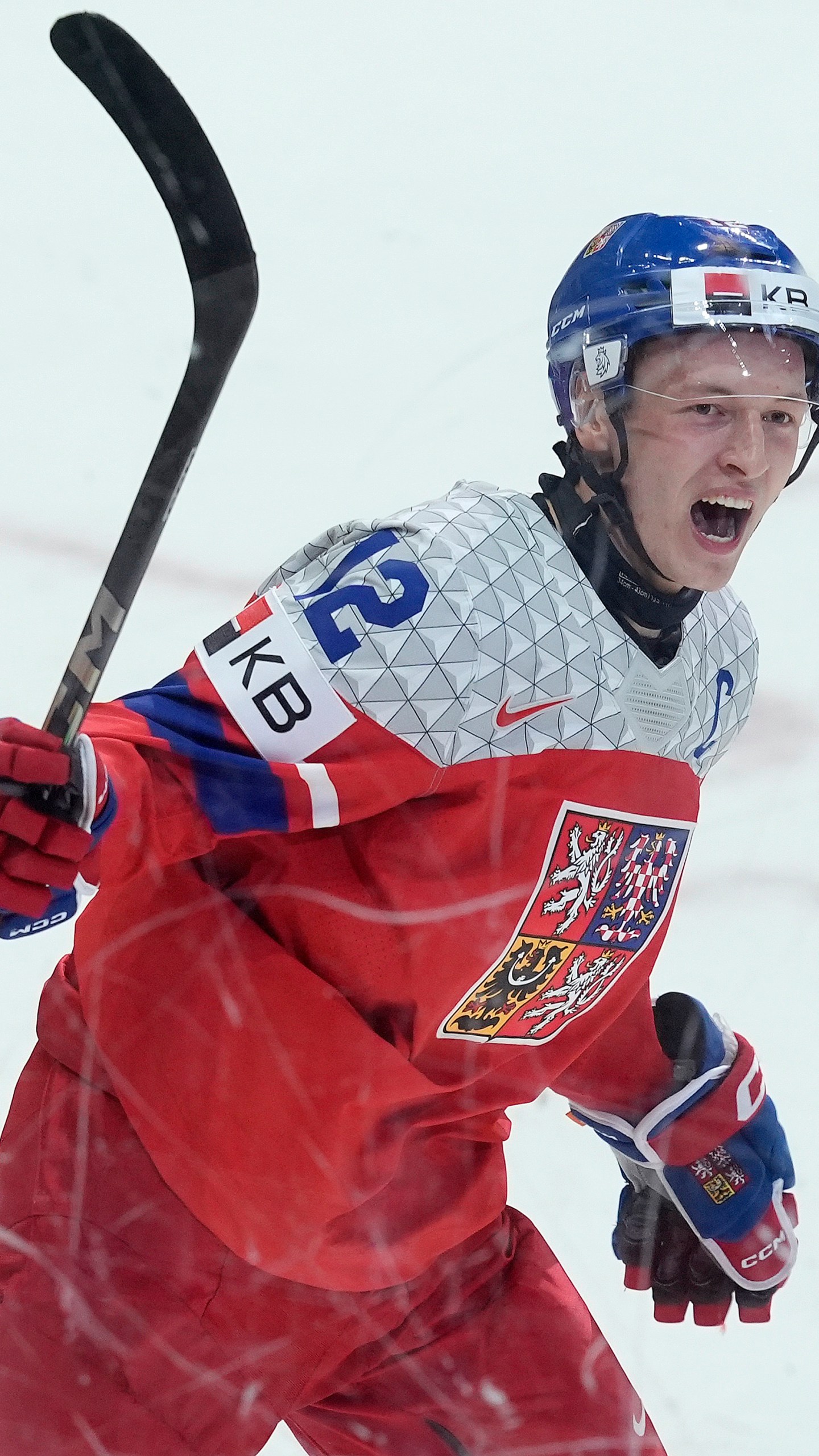 Czech Republic forward Eduard Sale (12) celebrates his goal against Canada during the first period of a quarterfinal match at the world junior hockey championship in Ottawa, Ontario, Thursday, Jan. 2, 2025. (Adrian Wyld/The Canadian Press via AP)