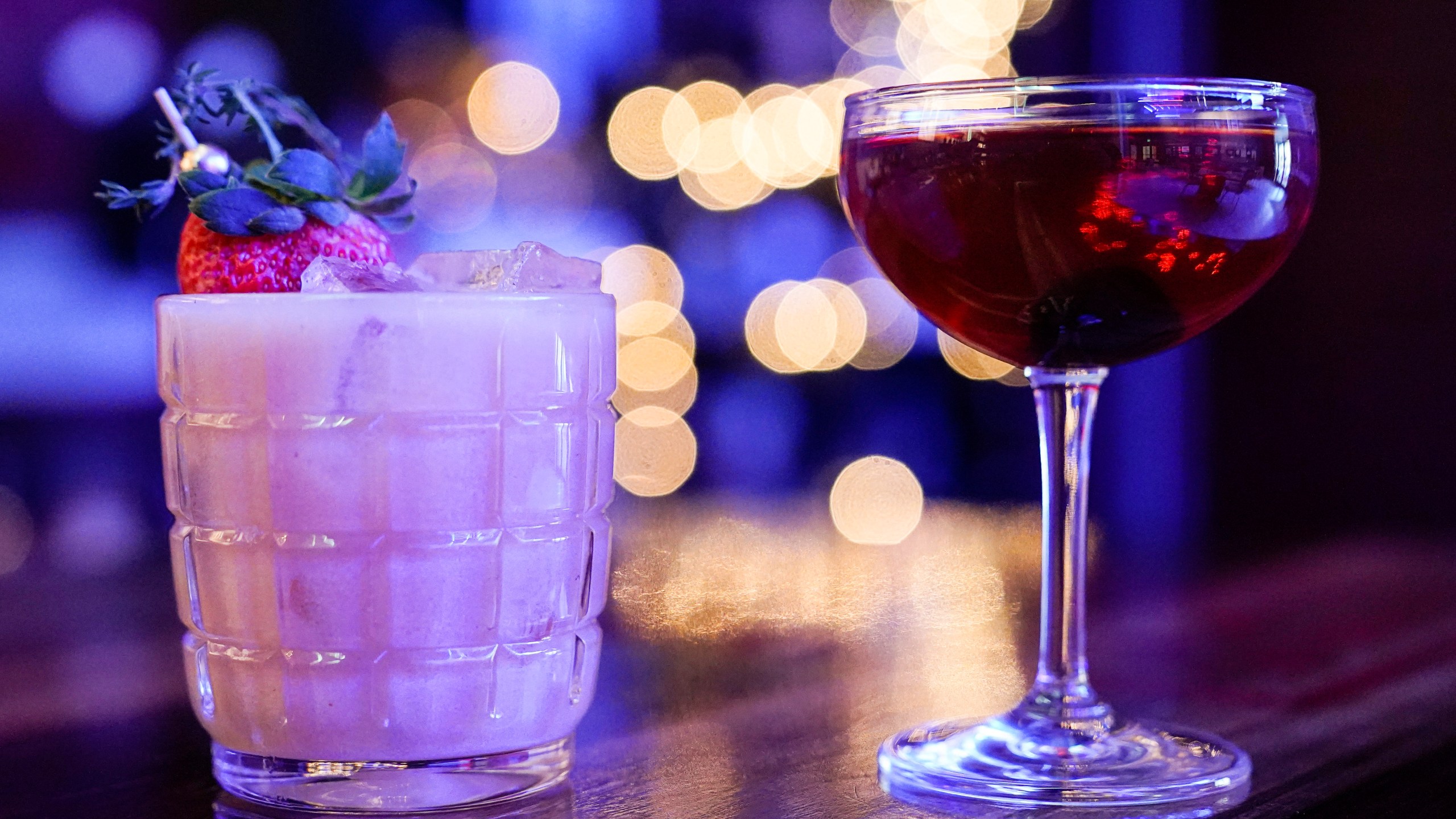 FILE - Mixed drinks are displayed at a bar in Baltimore on Wednesday, Feb. 8, 2023. (AP Photo/Julio Cortez, File)