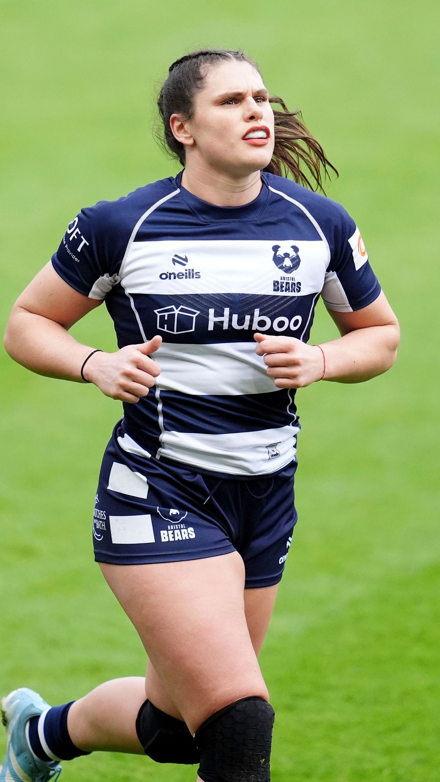 Bristol Bears' Ilona Maher during the Premiership Women's Rugby match between Bristol Bears and Gloucester Hartpury at Ashton Gate, Bristol, England, Sunday Jan. 5, 2025. (Adam Davy/PA via AP)