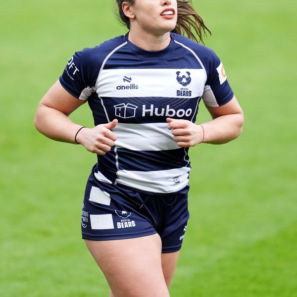 Bristol Bears' Ilona Maher during the Premiership Women's Rugby match between Bristol Bears and Gloucester Hartpury at Ashton Gate, Bristol, England, Sunday Jan. 5, 2025. (Adam Davy/PA via AP)