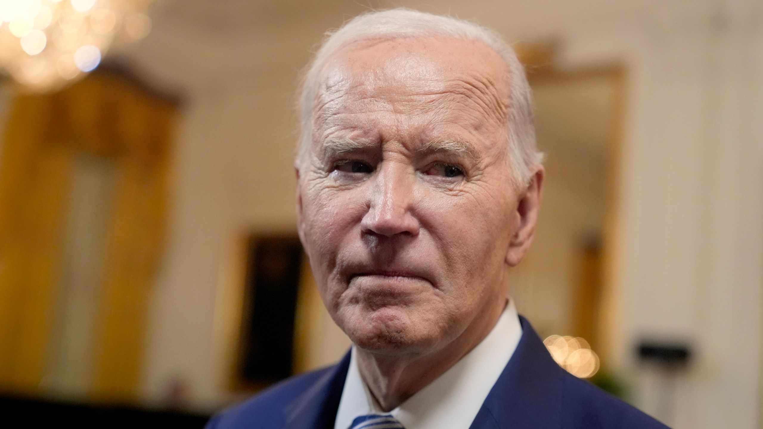 President Joe Biden speaks with reporters after signing the Social Security Fairness Act in the East Room of the White House, Sunday, Jan. 5, 2025, in Washington. (AP Photo/Manuel Balce Ceneta)