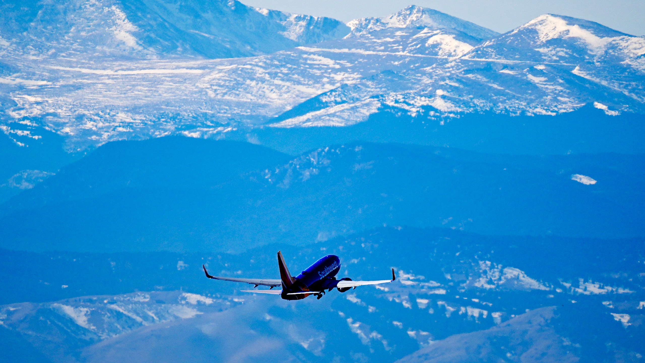 Southwest Airlines jetliner takes off from Denver International Airport, Tuesday, Dec. 24, 2024, in Denver. (AP Photo/David Zalubowski)