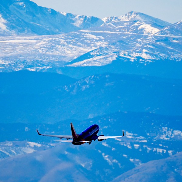 Southwest Airlines jetliner takes off from Denver International Airport, Tuesday, Dec. 24, 2024, in Denver. (AP Photo/David Zalubowski)