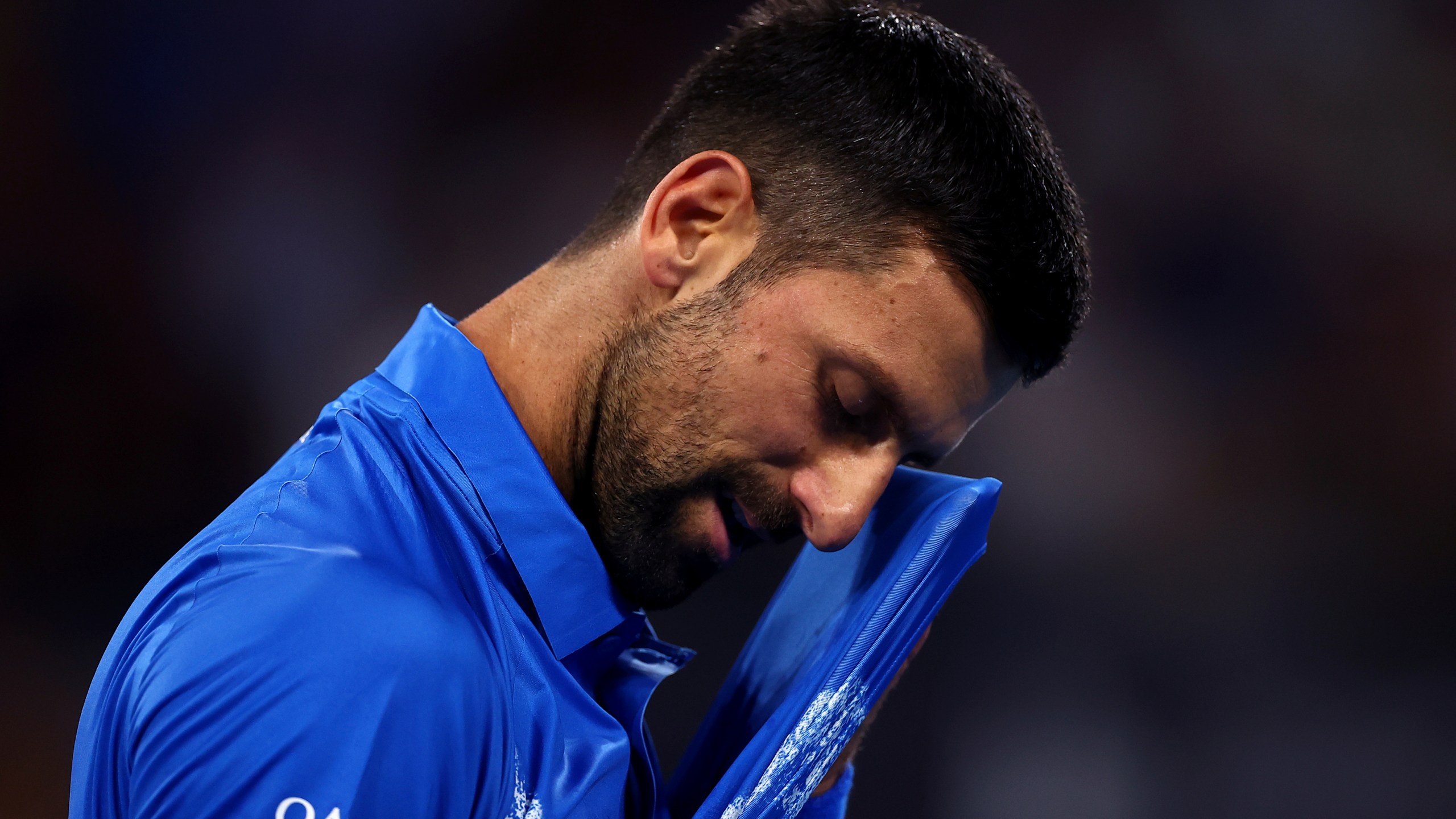 Serbia's Novak Djokovic reacts during his match against France's Gael Monfils at the Brisbane International in Brisbane, Australia, Thursday, Jan. 2, 2025. (AP Photo/Pat Hoelscher)