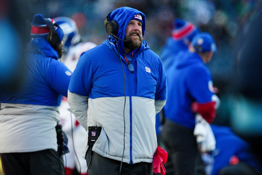 New York Giants head coach Brian Daboll walks the sidelines during the second half of an NFL football game against the Philadelphia Eagles on Sunday, Jan. 5, 2025, in Philadelphia. (AP Photo/Derik Hamilton)