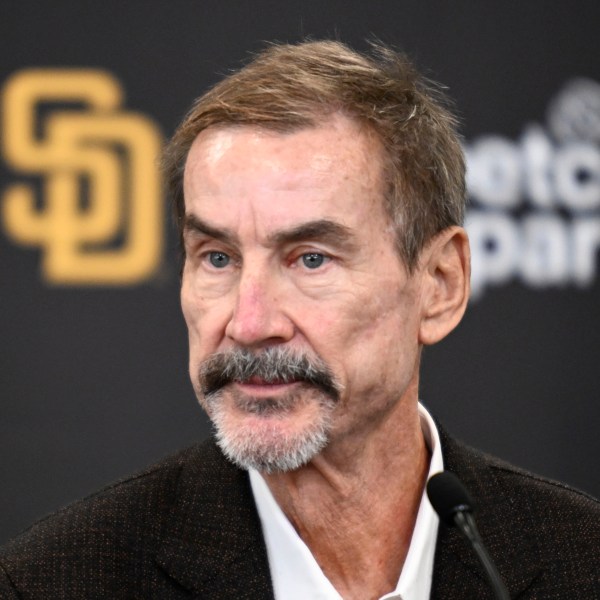 FILE - San Diego Padres Chairman Peter Seidler speaks at a news conference to announce finalizing a contract with Xander Bogaerts, Friday, Dec. 9, 2022, in San Diego. (AP Photo/Denis Poroy, File)