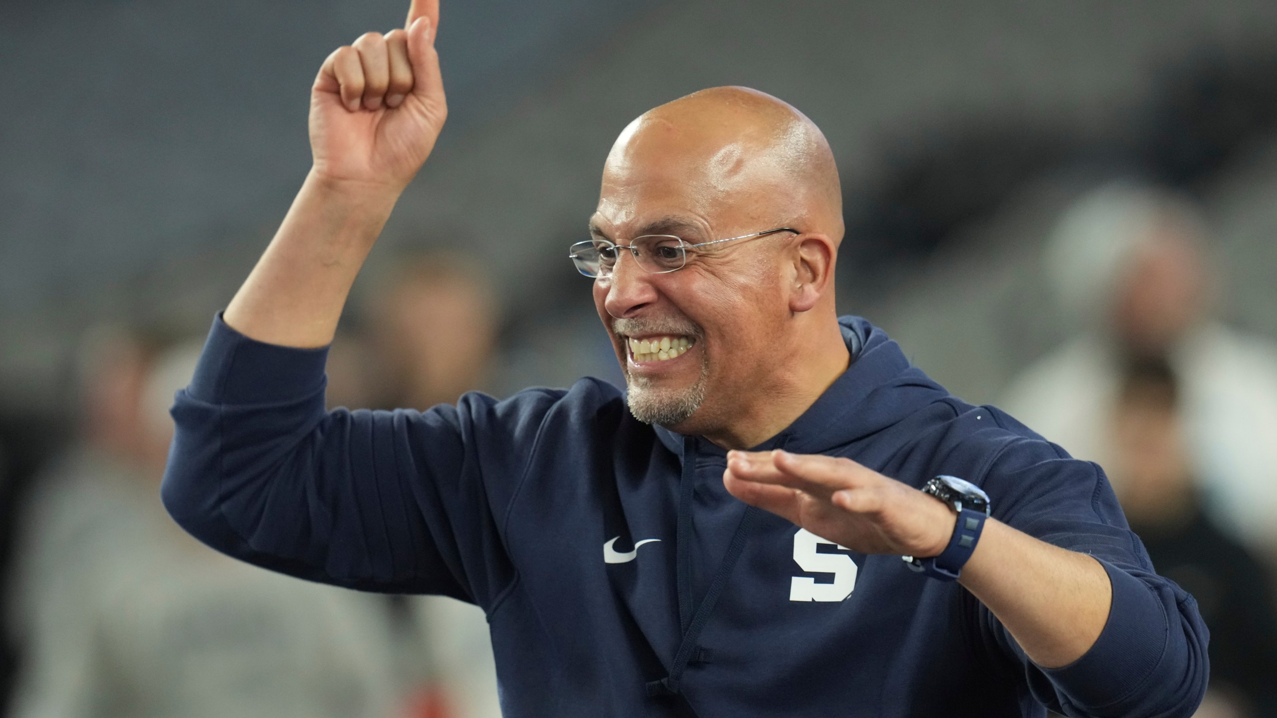 Penn State head coach James Franklin celebrates after the Fiesta Bowl College Football Playoff game against Boise State, Tuesday, Dec. 31, 2024, in Glendale, Ariz. (AP Photo/Ross D. Franklin)