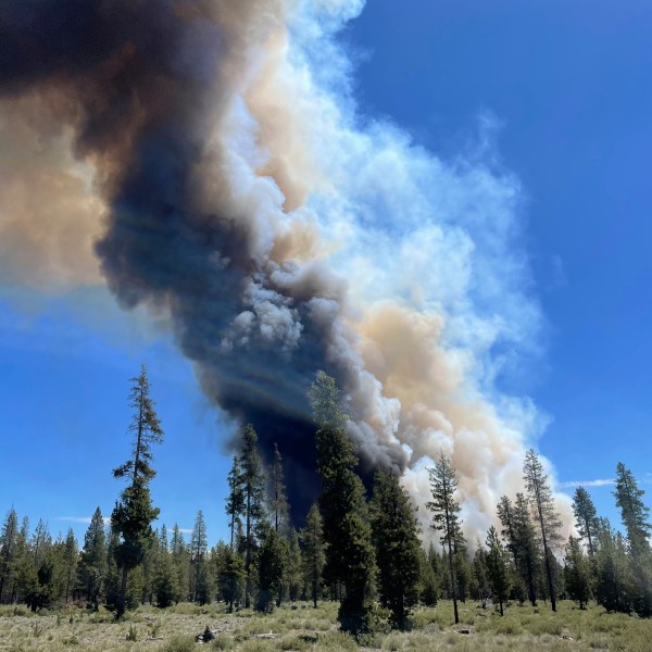 FILE - In this photo provided by the Deschutes County Sherriff's Office, smoke rises from a wildfire near La Pine, Ore., June 25, 2024. (Sgt. Kyle Kalambach/Deschutes County Sherriff's Office via AP, File)