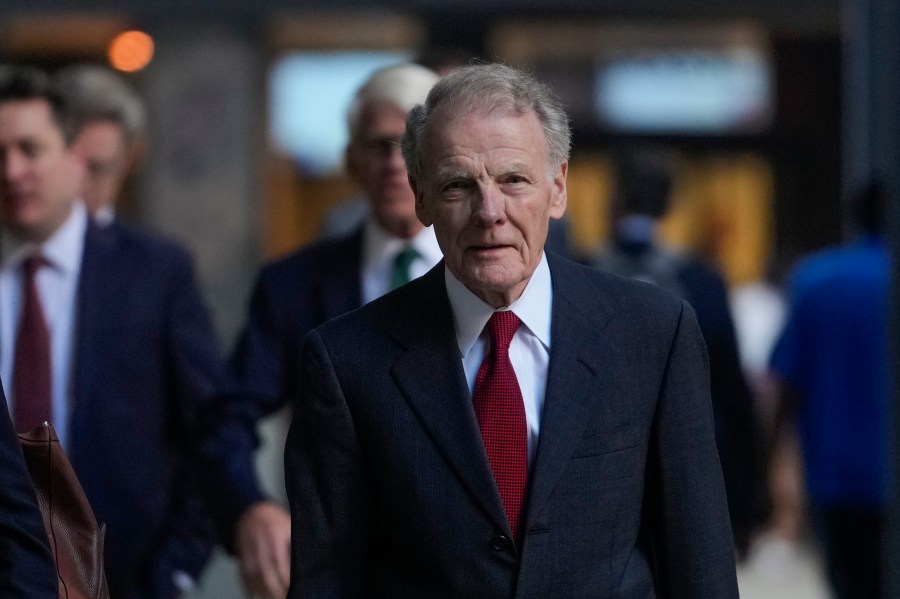 FILE - Former Illinois House Speaker Michael Madigan arrives at federal court where he is on trial for charges in a multimillion-dollar racketeering and bribery scheme, Oct. 21, 2024, in Chicago. (AP Photo/Erin Hooley, File)