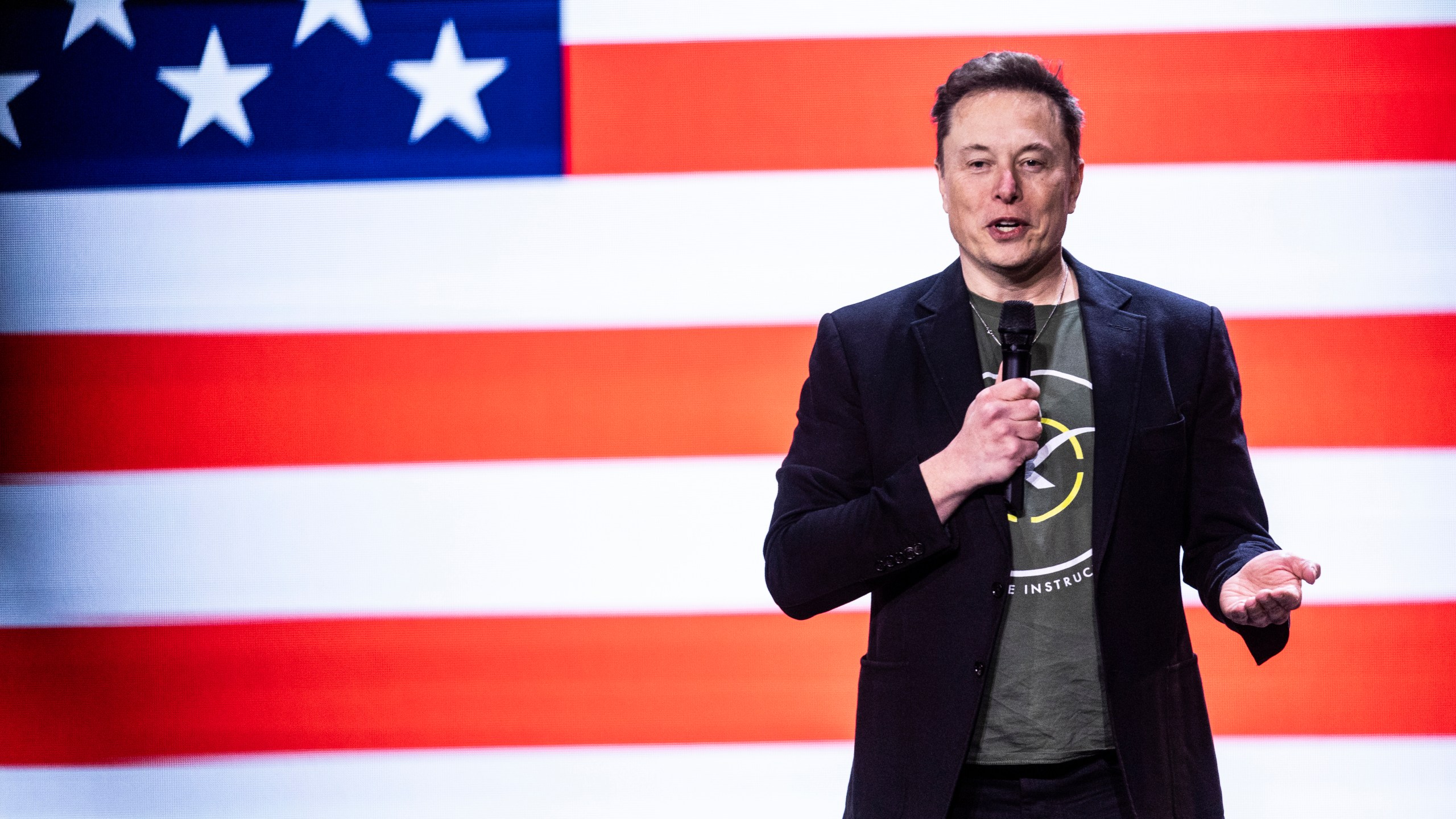 FILE - Elon Musk speaks at Life Center Church in Harrisburg, Pa., on Oct. 19, 2024. (Sean Simmers/The Patriot-News via AP, File)