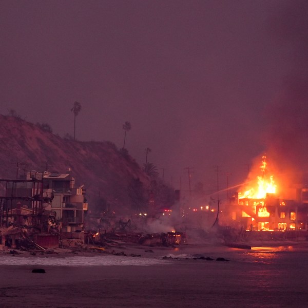 Beach front homes are destroyed by the Palisades Fire Wednesday, Jan. 8, 2025 in Malibu, Calif. (AP Photo/Mark J. Terrill)