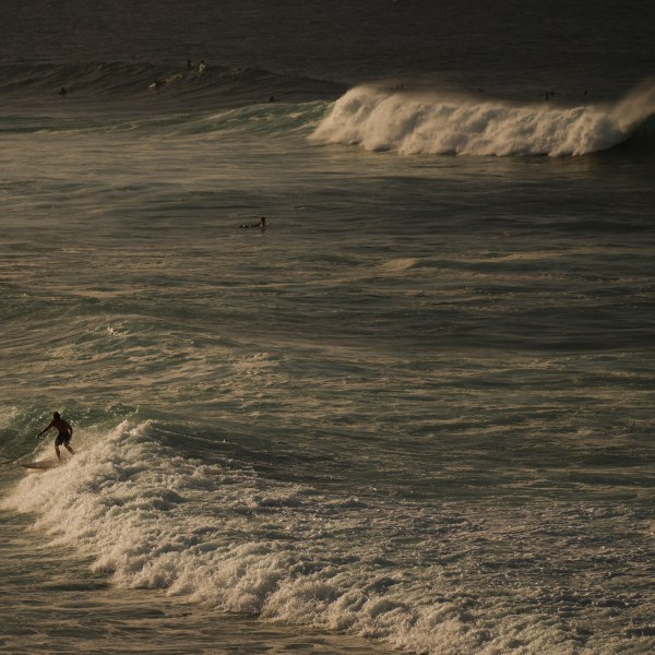 FILE - Surfers catch waves in the Pacific Ocean off of Ho'okipa Beach Park, Nov. 22, 2024, near Paia, Hawaii. (AP Photo/Lindsey Wasson, File)